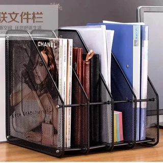 กล่องใส่เอกสาร ตะแกรงเหล็กใส่เอกสาร 4 ช่อง ขนาด 32x30x32 ซม. โฟลเดอร์กล่องใส่ของ
