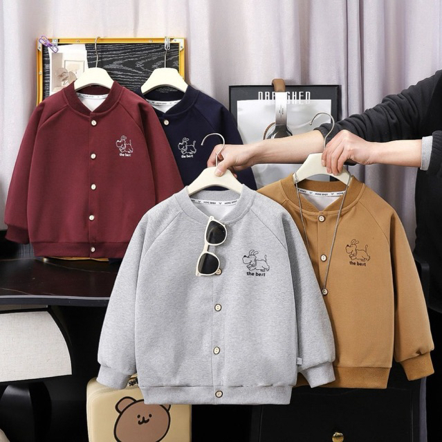 [ส่งไวจากไทย ]เสื้อคลุมเด็กชาย เสื้อแจ๊คเกตเด็กผู้ชาย เสื้อกันหนาวเด็ก กระดุมหน้าสุดเท่ๆ ใส่กันแดดในห้องแอร์