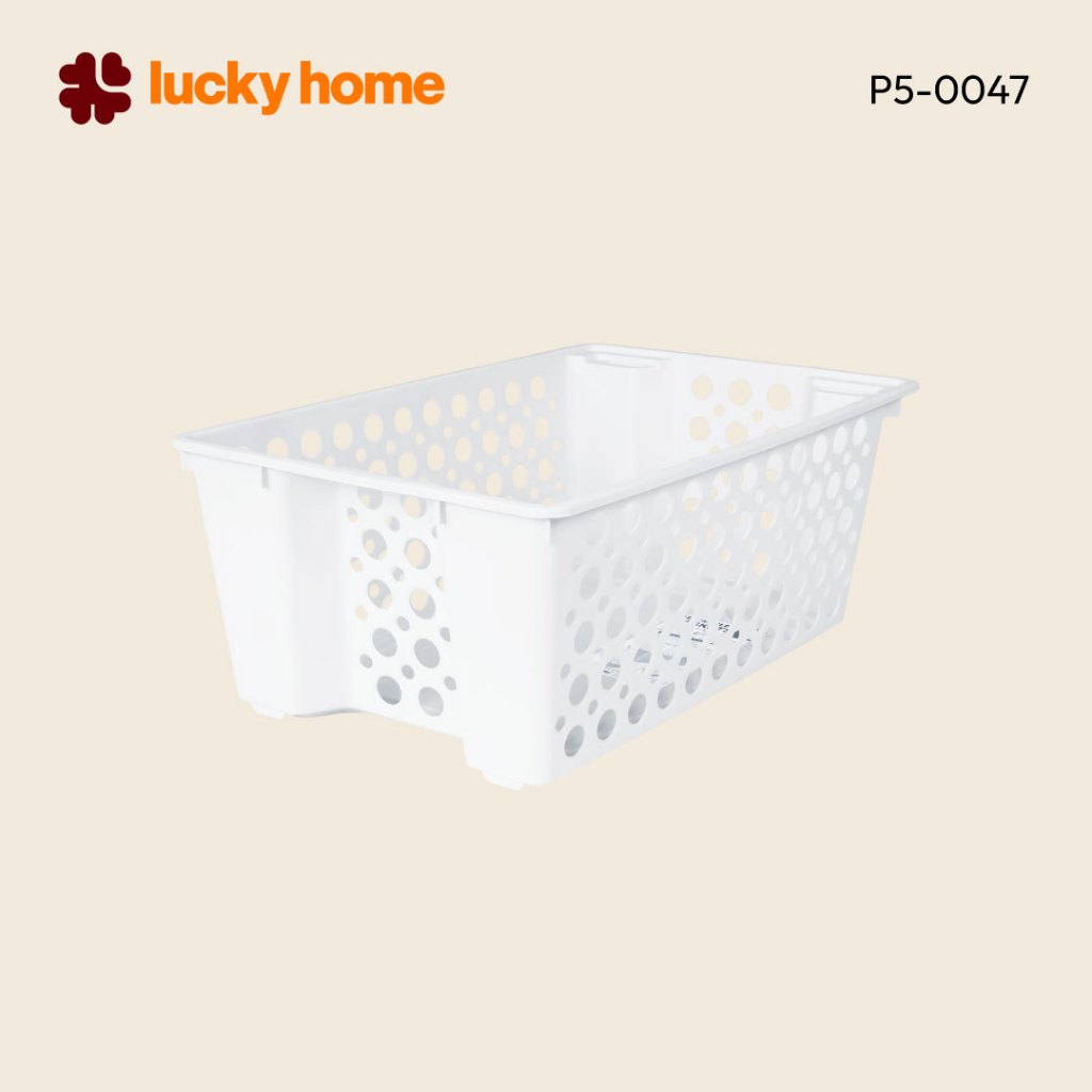 LUCKY HOME ตะกร้าพลาสติกอเนกประสงค์ ขนาด : 30.5(ก) x 47.9(ย) x 19(ส) cm P5-0047