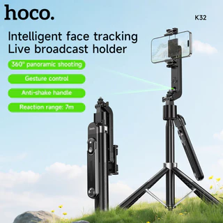HOCO K32 ขาตั้งกล้องอัจฉริยะ AI ติดตามใบหน้า 360° พร้อมรีโมท ปรับสูงสุด 181 ซม. ไม้เซลฟี่ ขาตั้งมือถือ gimbal hc6