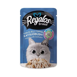 (ยกโหล 12 ซอง) Regalos อาหารแมวเปียก ขนาด 70g. เกรดพรีเมี่ยม เนื้อปลาเน้นๆ ไม่เติมเกลือ
