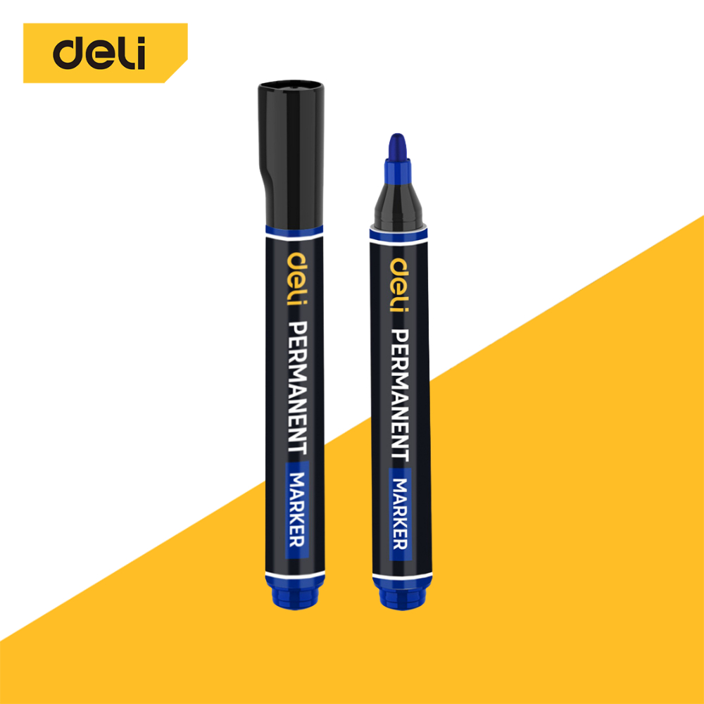 Deli ปากกาเคมี ปากกามาร์คเกอร์ ปากกาเขียนพลาสติก 1.8 มม เขียนลื่น แห้งเร็ว กันน้ำ Permanent Marker