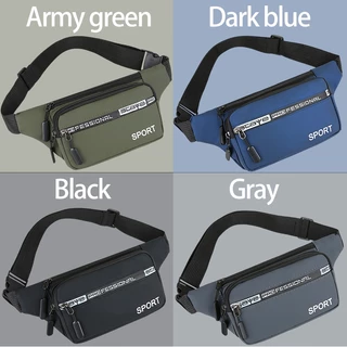 กระเป๋าคาดเอว กระเป๋าคาดหน้าอกกีฬา ซิป 4 ชั้น unisex กระเป๋าเข็มขัดแฟชั่น