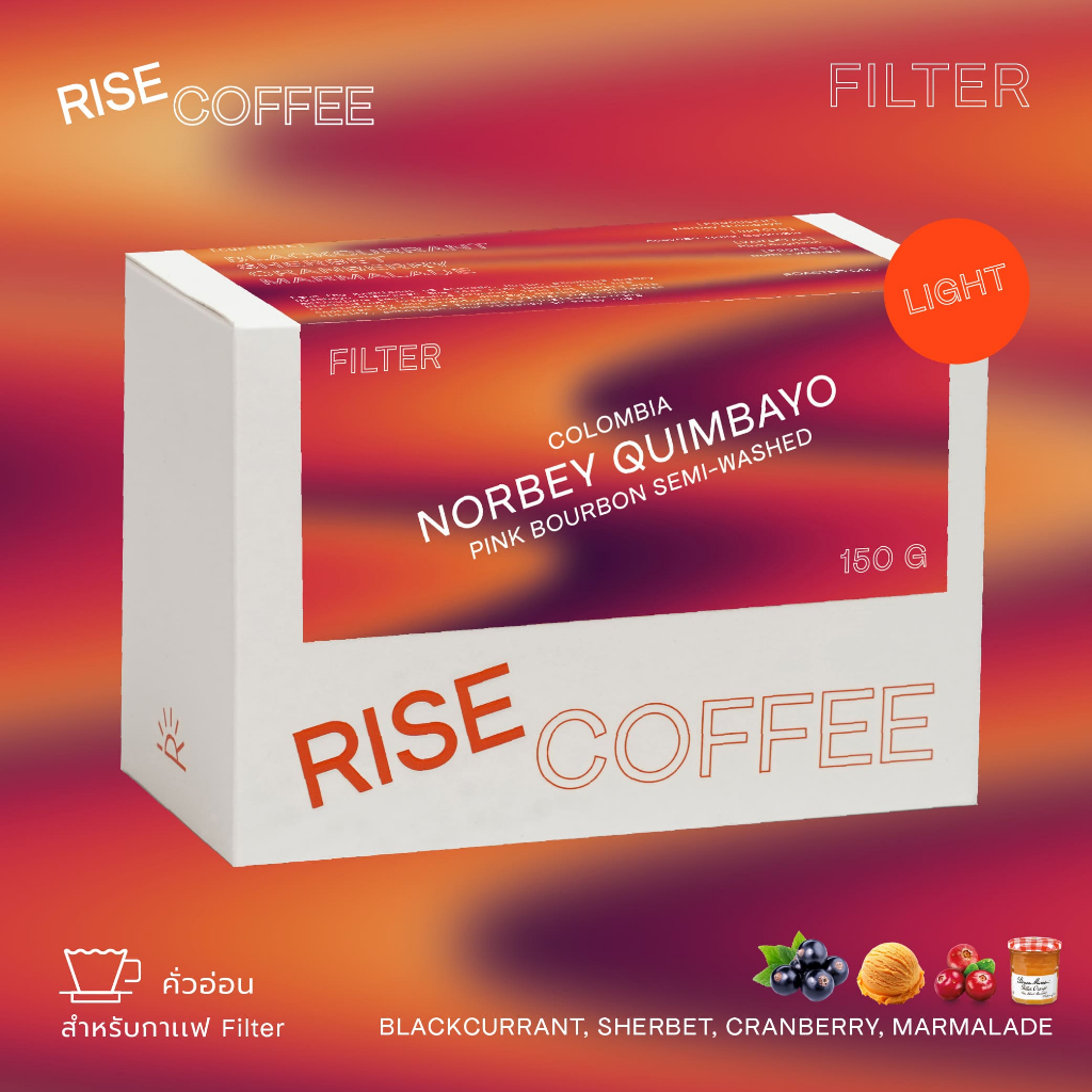 RISE COFFEE เมล็ดกาแฟคั่วอ่อน COLOMBIA NORBEY QUIMBAYO - PINK BOURBON SEMI-WASHED