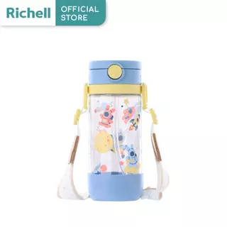 Richell (ริเชล) AXSTARS แก้วหลอดดูดกันสำลัก คว่ำไม่หก 450 มล. พร้อมสายคล้องคอ