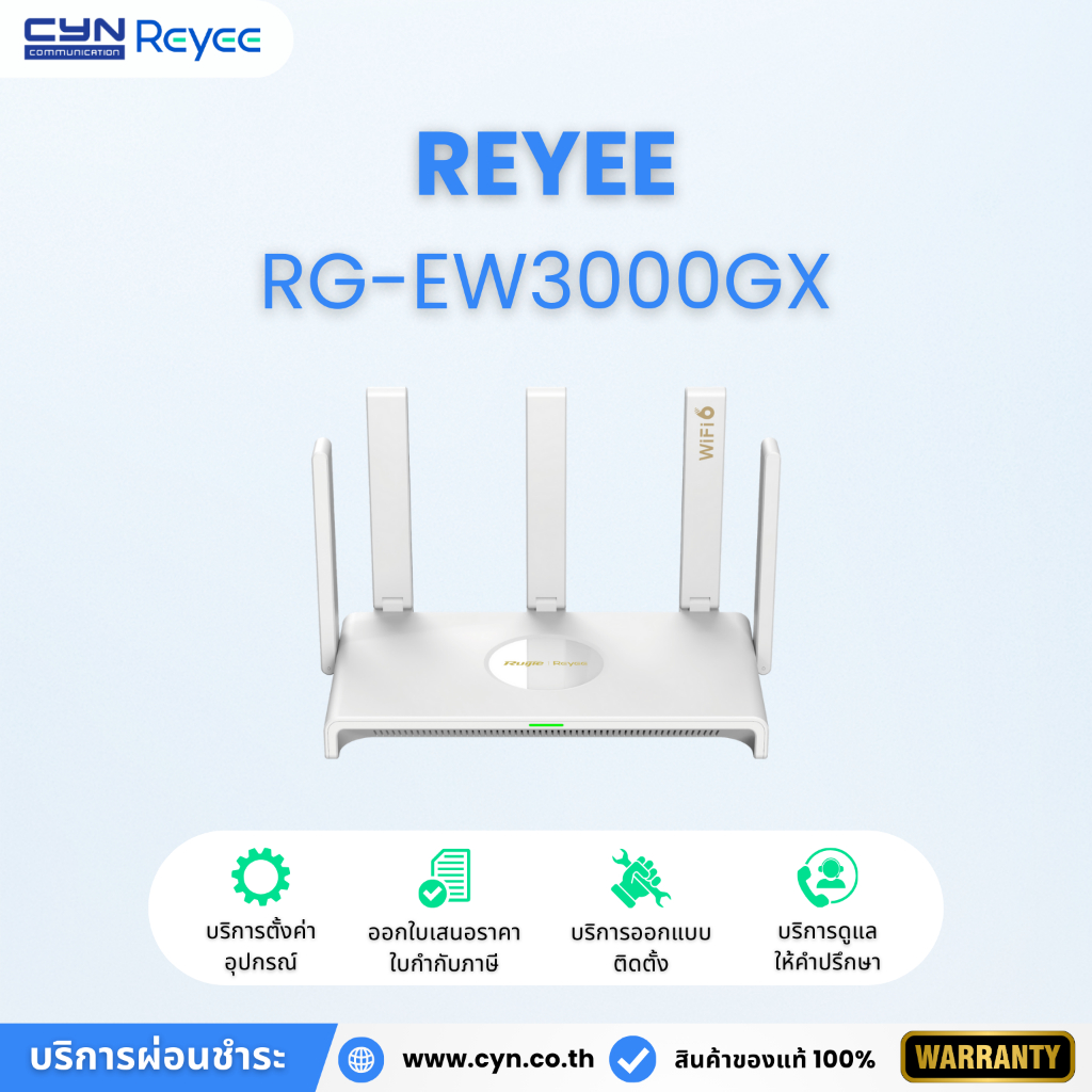 Reyee RG-EW3000GX เราเตอร์ความเร็วระดับกิกะบิตแบบ Dual-WAN ที่รองรับ Wi-Fi 6 แบบ 3000M