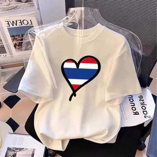 🚚BKK จัดส่งตลอด 24 ชั่วโมง "PARIS""love Thailand" 🇹🇭เสื้อยืดลายธงชาติไทย พิมพ์ลาย นุ่ม เสื้อยืดคู่ เสื้อยืดโอเวอร์