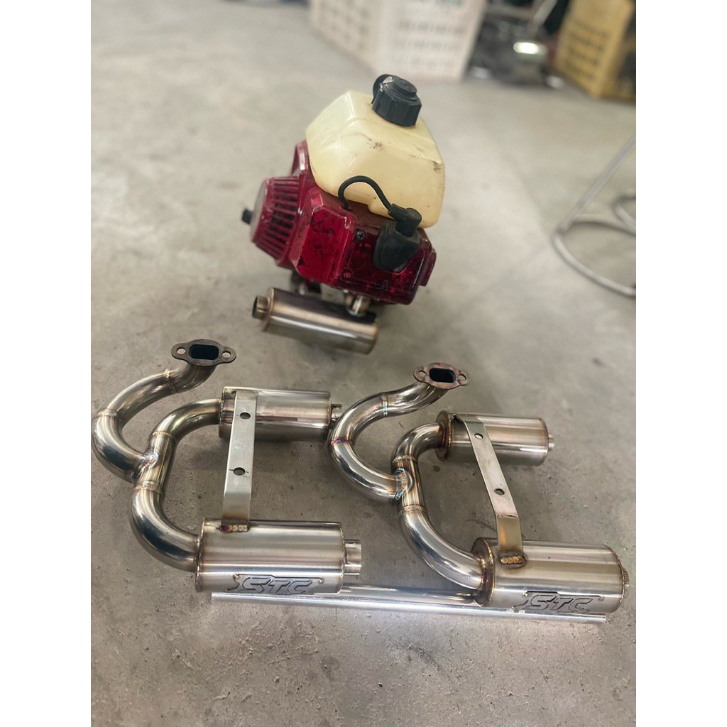 ท่อไอเสียเครื่องตัดหญ้ารุ่น411ทุกรุ่นใส่ได้ ท่อสแตนเลสแบบท่อแฝด