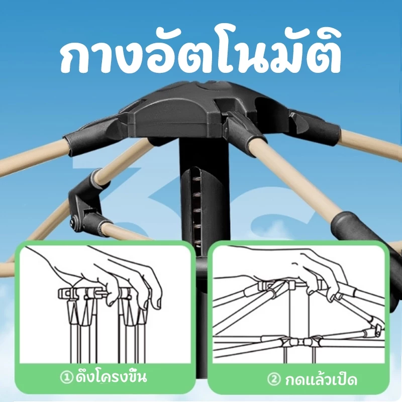 เต็นท์สนาม กางอัตโนมัติ 3-4 คน 2 ชั้น 6 เหลี่ยม กันฝน กันยูวี thumbnail 4