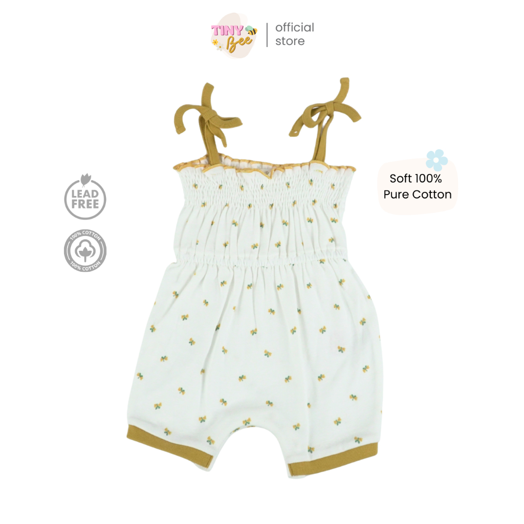 TinyBee ชุดจั๊มสูทเด็ก ชุดหมีสั้น รอมเปอร์ สายเดี่ยวผ้าฝ้าย ชุดเด็กหน้าร้อน อายุ 0-9 เดือน