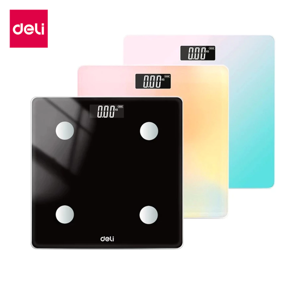 Deli เครื่องชั่งน้ำหนักดิจิตอล ที่ชั่งน้ำหนัก แข็งแรง จอ LCD พร้อมถ่าน 2 ก้อน Weighing Scale