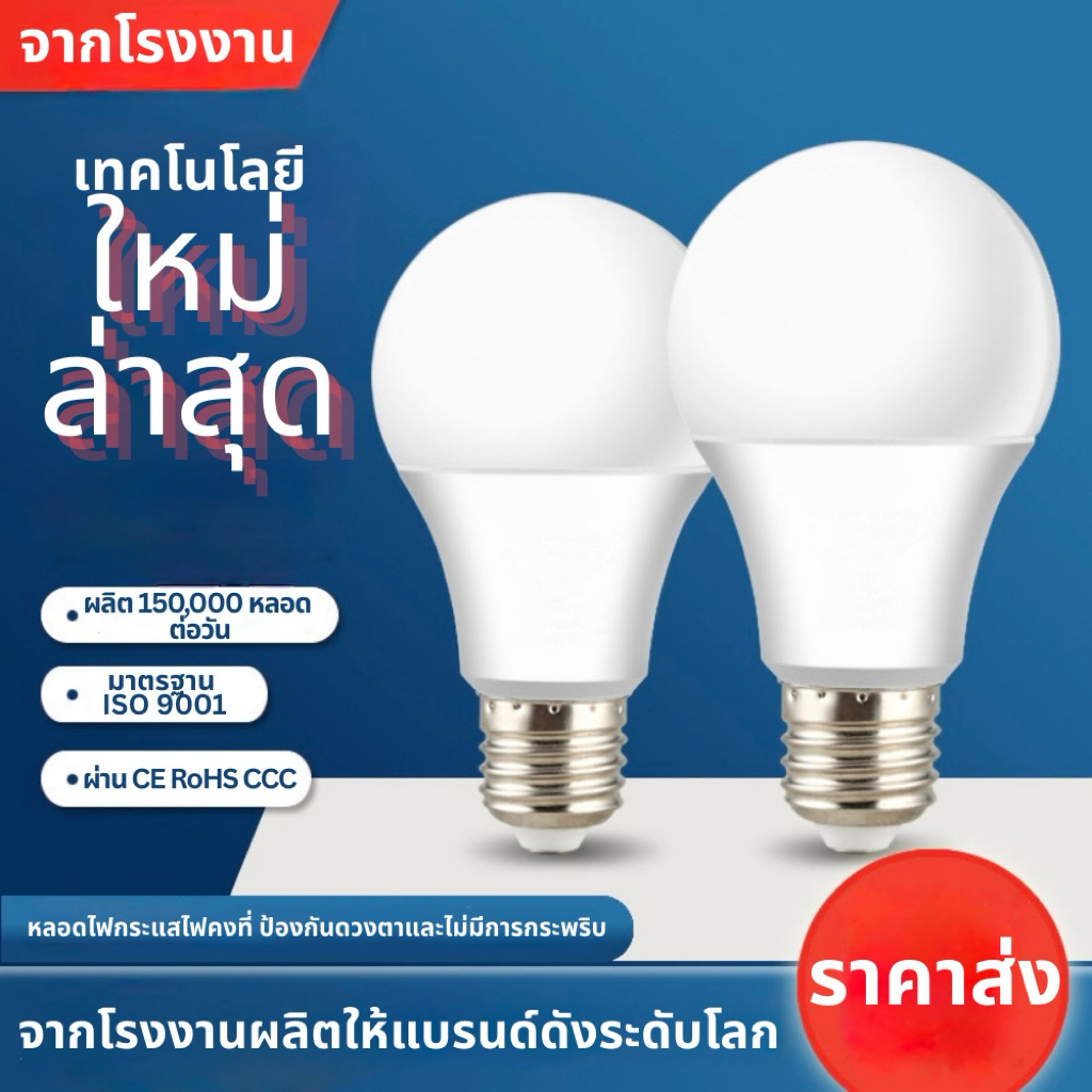 [🔥OCT2025 จากโรงงาน] [💡ขั่นต่ำ5] หลอดไฟ LED E27 มาตรฐานส่งออก ยุโรป-อเมริกา การันตีโรงงานผลิตแบรนด์ด