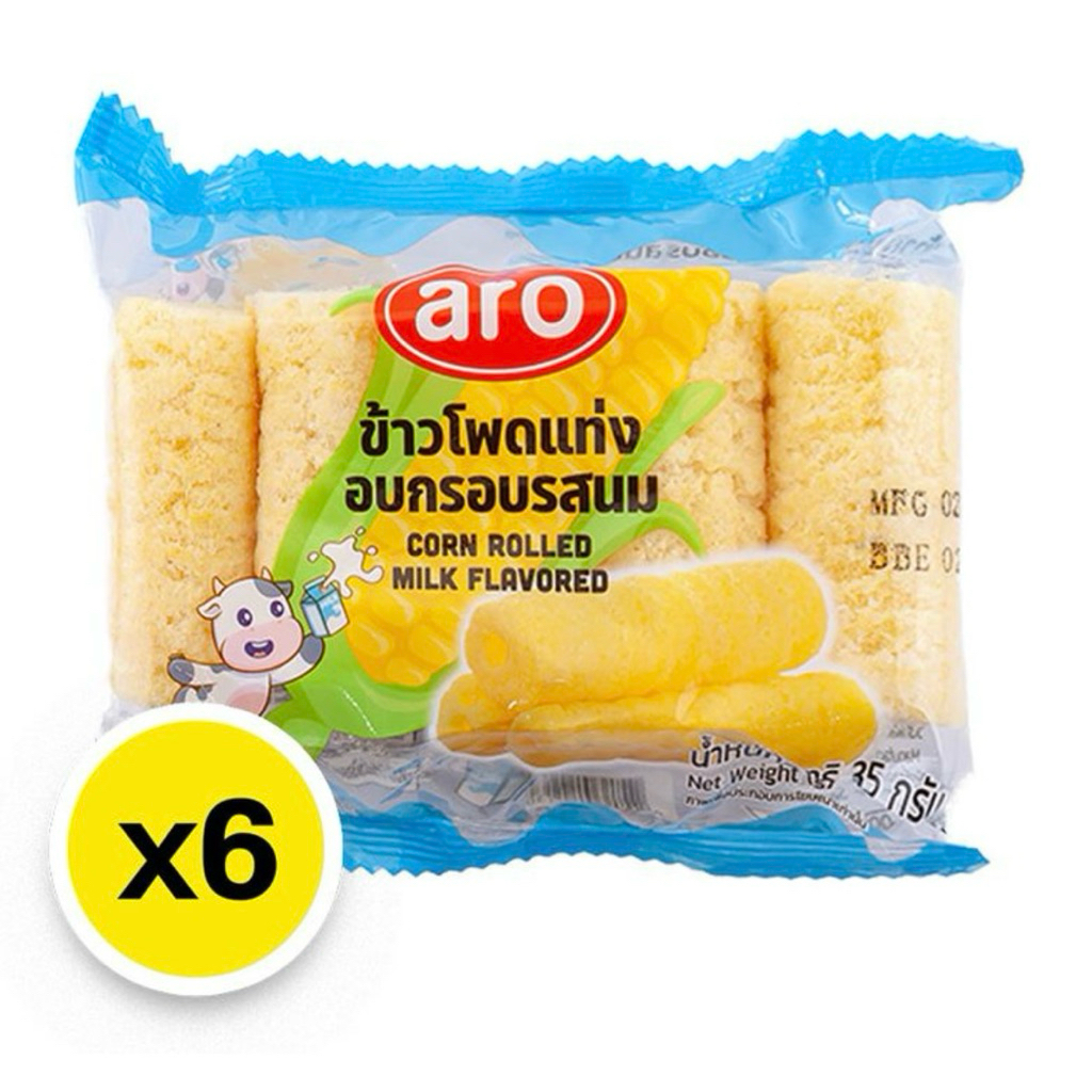 🚗delivery ข้าวโพดแท่งรสนม เอโร่ 35กรัม*6ห่อ