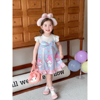 BB097 พร้อมส่ง ชุดเดรสลูกสาว มีโบว์ มายเมน่ารักมากๆๆ (ไม่รวมคาดผมและกระเป๋า)