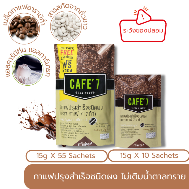 กาแฟไม่มีน้ำตาล กาแฟสุขภาพ Cafe7 Lega