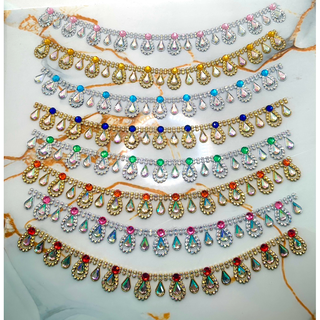 สังวาลย์ เพชรเส้น สังวาลย์ติดเพชร เพชรไฮโซคัดเกรดดีสีสดสวย อุปกรณ์ตกแต่งงาน DIY ชุดไทย เหรียญโปรยทานเสื้อผ้างานฝีมือ