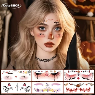 สติ๊กเกอร์รอยสักใบหน้า ธีมฮาโลวีน ชุด 10 ชิ้น มีให้เลือกหลากหลายสไตล์ ส่งไวจากไทย