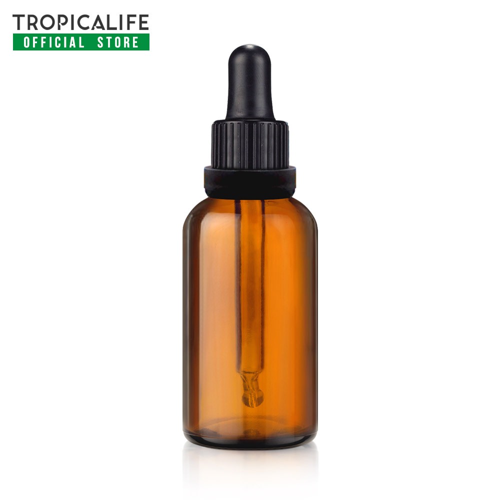 ขวดแก้วอโรมา สีชาใส ขนาด 30ml พร้อมหลอดหยดแก้ว