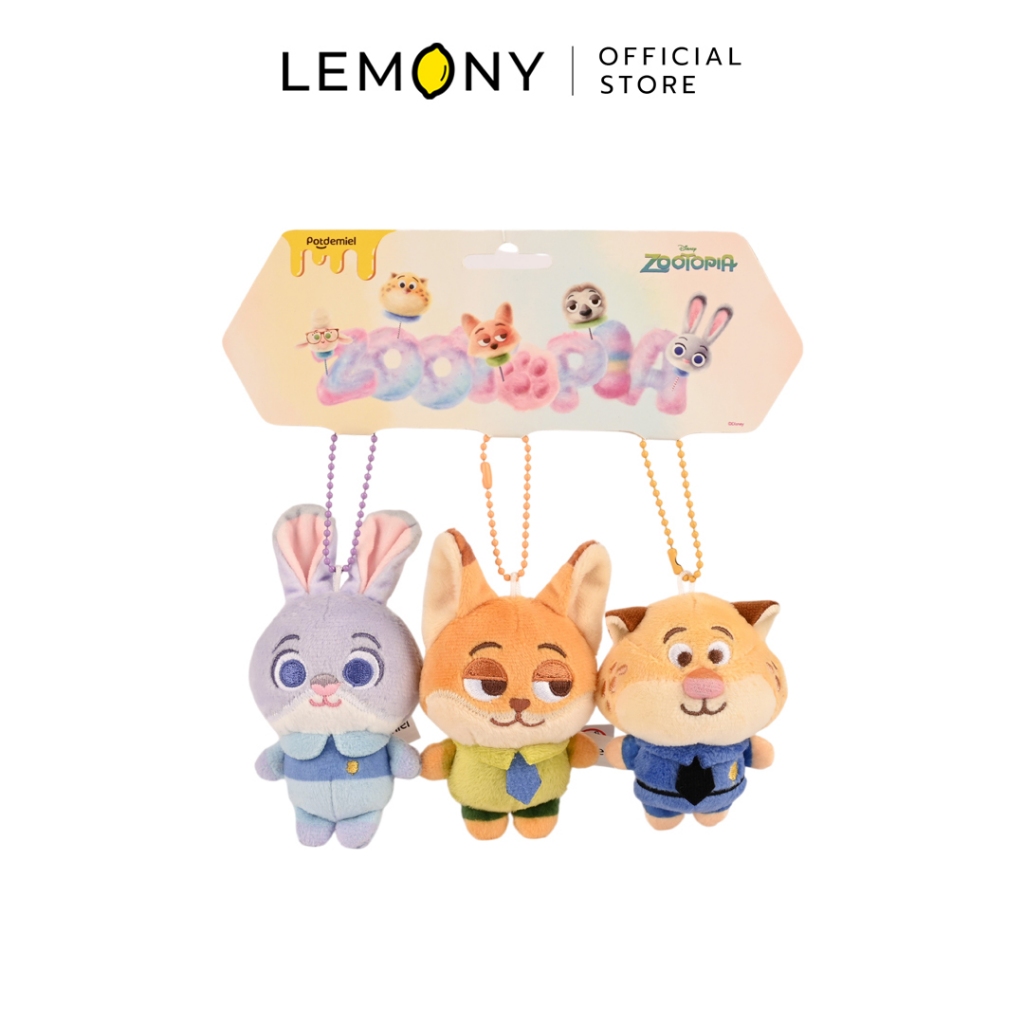 LEMONY เซตพวงกุญแจตุ๊กตา จูดี้ & นิค & คลอว์เฮาเซอร์ ขนาด 8.5 ซม. (3 ชิ้น) Disney Zootopia Collectio