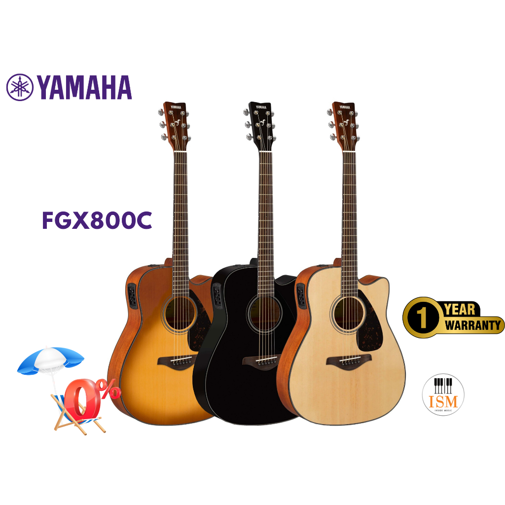 Yamaha FGX800C กีต้ารืโปร่งไฟฟ้า 41" Acoustic Electric Guitar 41" ประกันศูนย์ 1 ปี