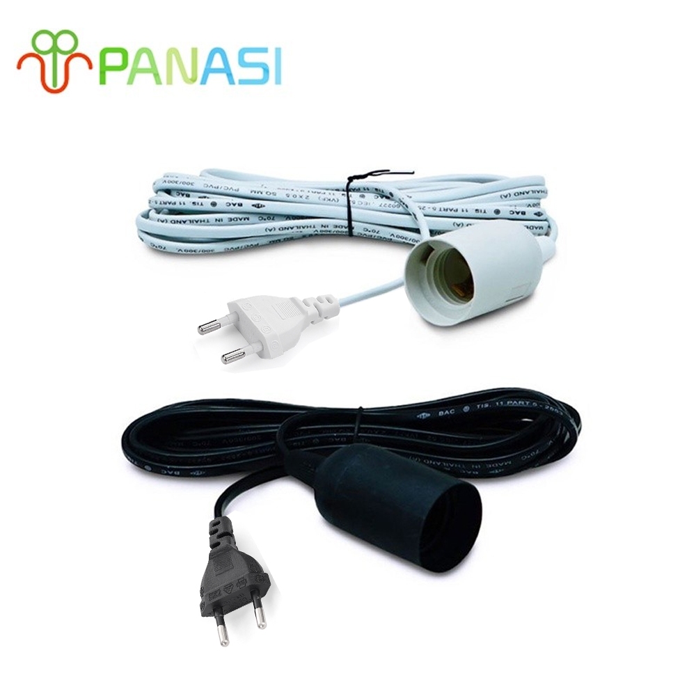 Panasi ขั้วรับหลอดไฟE27พร้อมสายยาว3/5เมตร  ขั้วไฟมีสาย สายไฟมีมอก.