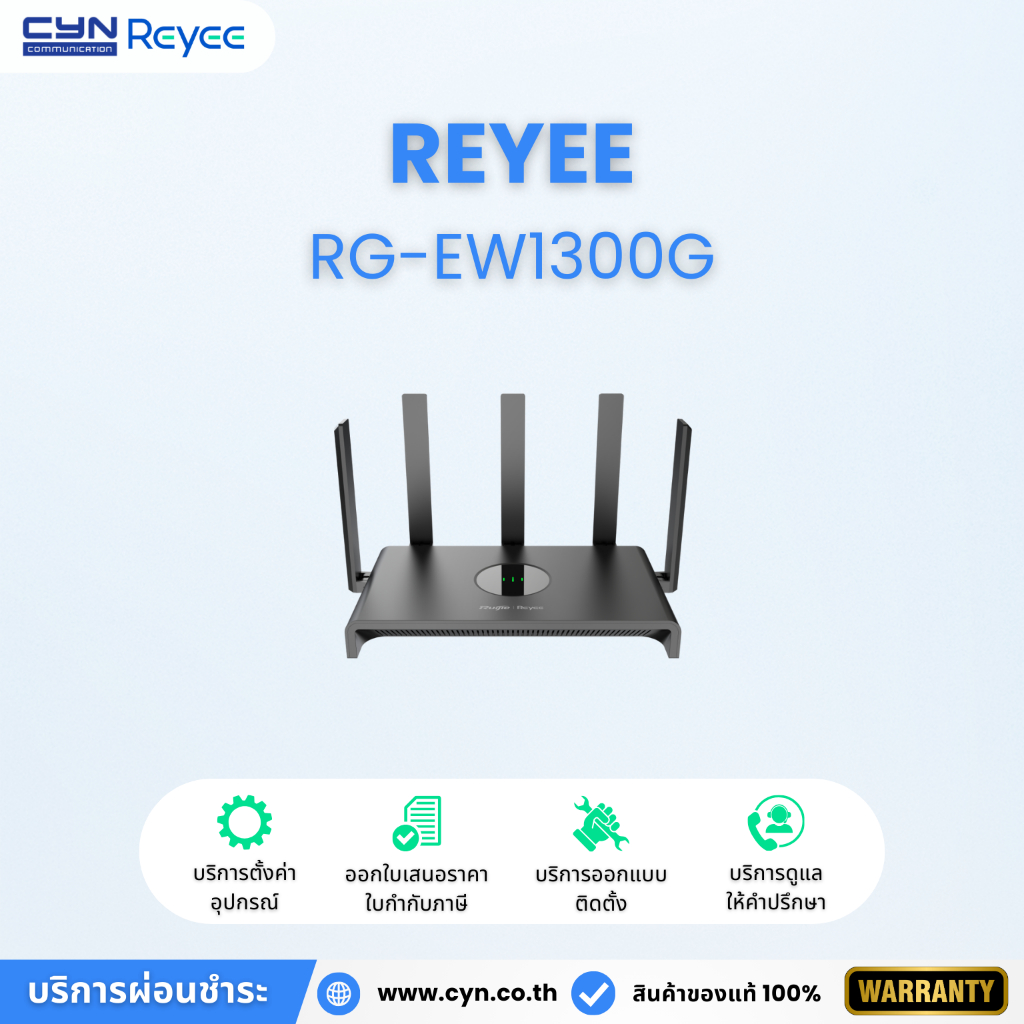 Reyee RG-EW1300G เราเตอร์ไร้สายความเร็วระดับกิกะบิตแบบสองย่านความถี่ มาตรฐาน 1300M