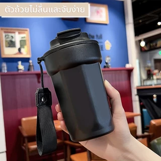 Coffee cup（16oz）กระบอกน้ำสแตนเลสพร้อมฝาปิด เคลือบเซรามิก แก้วสุญญากาศ รักษาความร้อนและเย็น