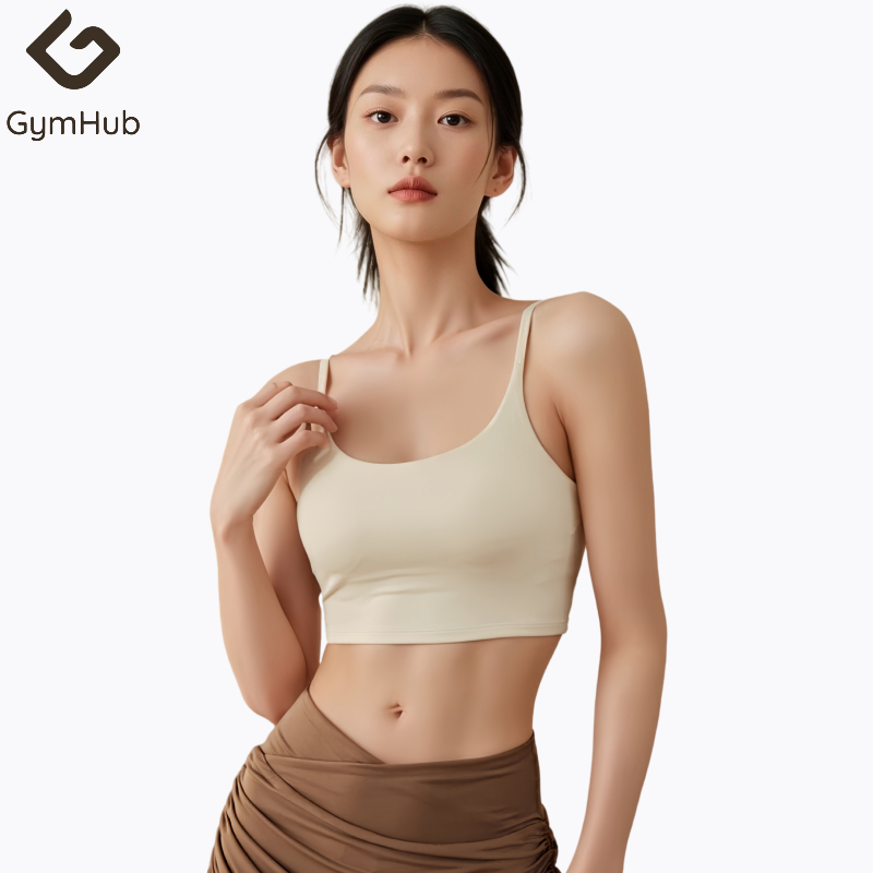 GymHub สปอร์ตบราสตรีแบบสายบาง กันการสั่นสะเทือน เก็บอกให้กระชับ สำหรับวิ่ง ออกกำลังกาย ฝึกซ้อมแบบมืออาชีพ และโยคะ ดีไซน์