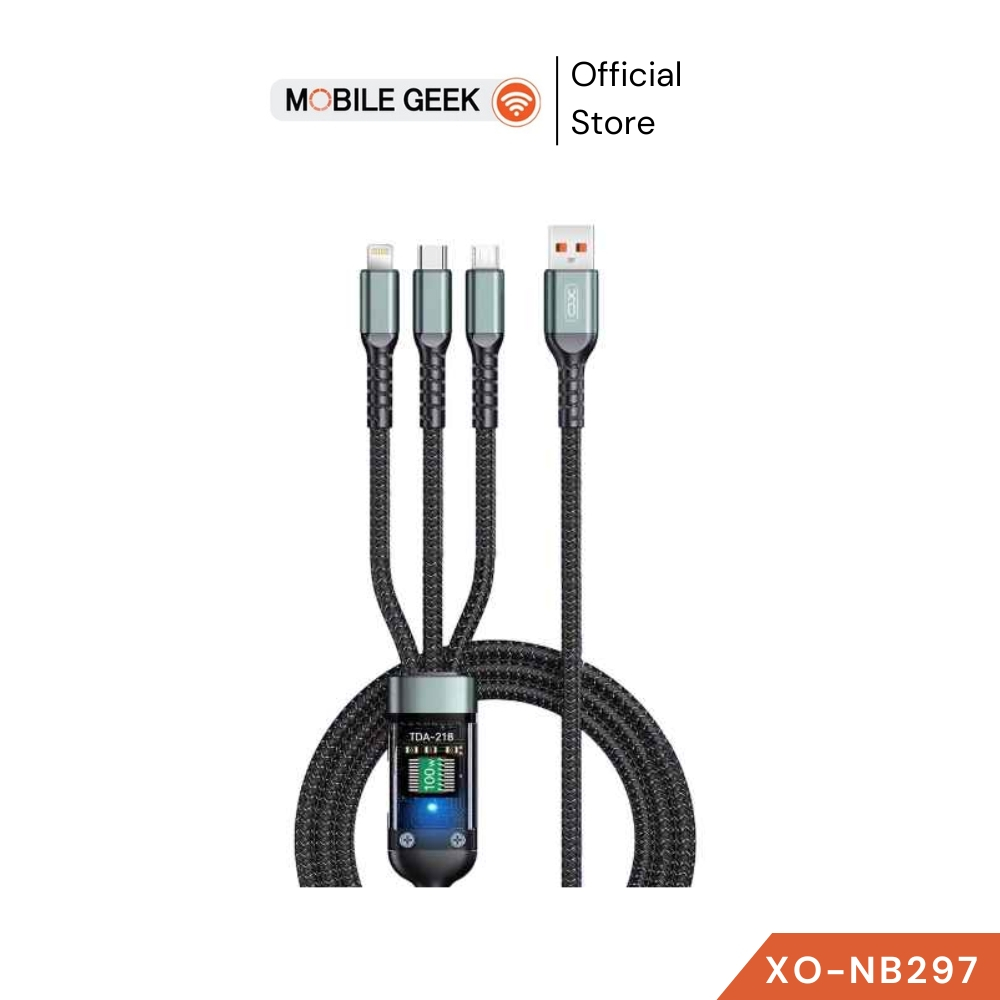 สายชาร์จ รุ่น NB297 - สายชาร์จ 3 IN 1 USB 3.0 to IP / Type-C / Micro USB ความยาว 1.2 เมตร สายถักทนทาน