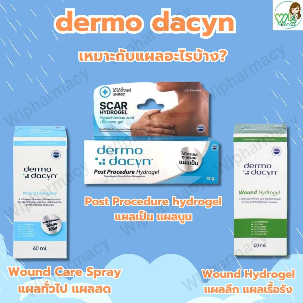Dermodacyn Wound Spray / Wound Hydrogel / Post Hydrogel สเปรย์ ไฮโดรเจล แผลสด แผลกดทับ แผลเป็น