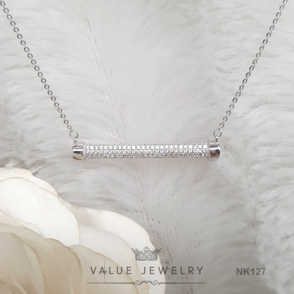สร้อยคอพร้อมจี้ ฝังคริสตัลละเอียด ทรงยาว เครื่องประดับ สร้อย NK127 ValueJewelry