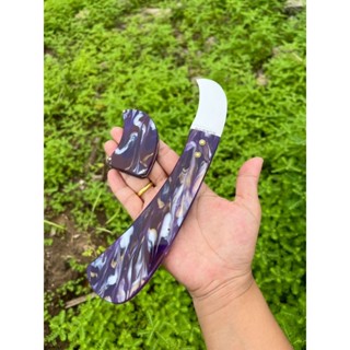 🍇มีดตัดทุเรียน แบรนด์ลูกหนาม ด้ามอะคริลิคลาวาม่วง + ปลอก