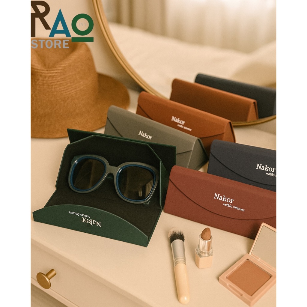 Rao Store พร้อมส่ง ซองใส่แว่นตาหนังPUสีเรียบ ทรงสามเหลี่ยม กล่องใส่แว่นตาแบบหนังสามารถพับเก็บได้ กางออกมาเป็นสามเหลี่ยม