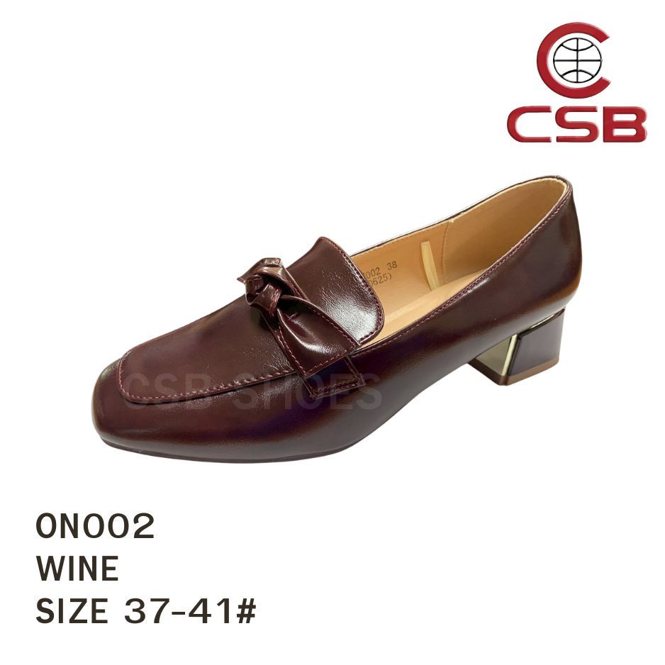 CSB รองเท้าผู้หญิงแฟชั่น ON002 รองเท้าหนัง PU ส้นสูง 1.5 นิ้ว ดีไซน์หรูหรา ใส่สบาย รองรับเท้าตลอดวัน ขนาด 37-41
