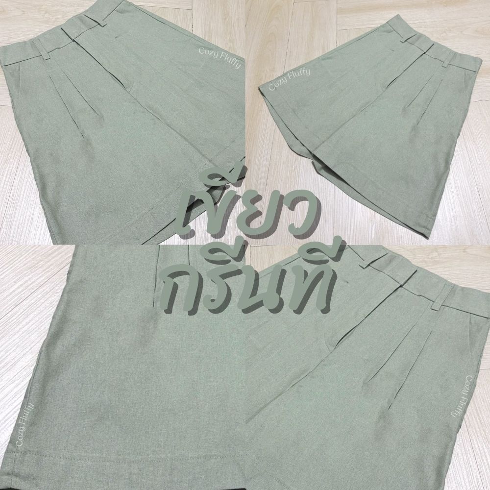 [Cozy Fluffy] Maki Pant / Autumn Gelato 403 กางเกงขาสั้น2ส่วนมีหูผ้าลินินผสมฝ้ายเก็บทรงเอวสูงใส่สบาย - รูปที่ 3
