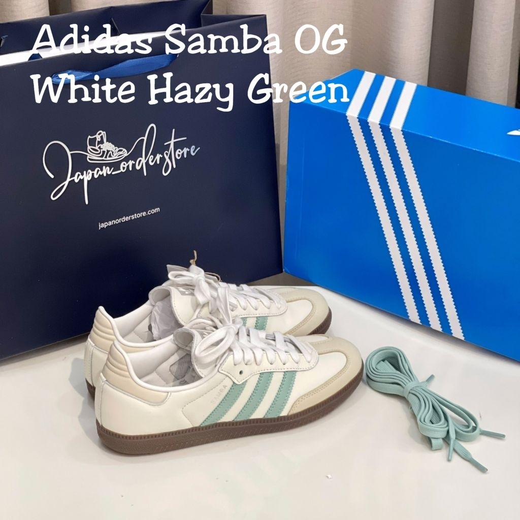 (พร้อมส่ง ของแท้100%) Adidas Samba OG White Hazy Green size 7.5uk 41.33eu 26cm