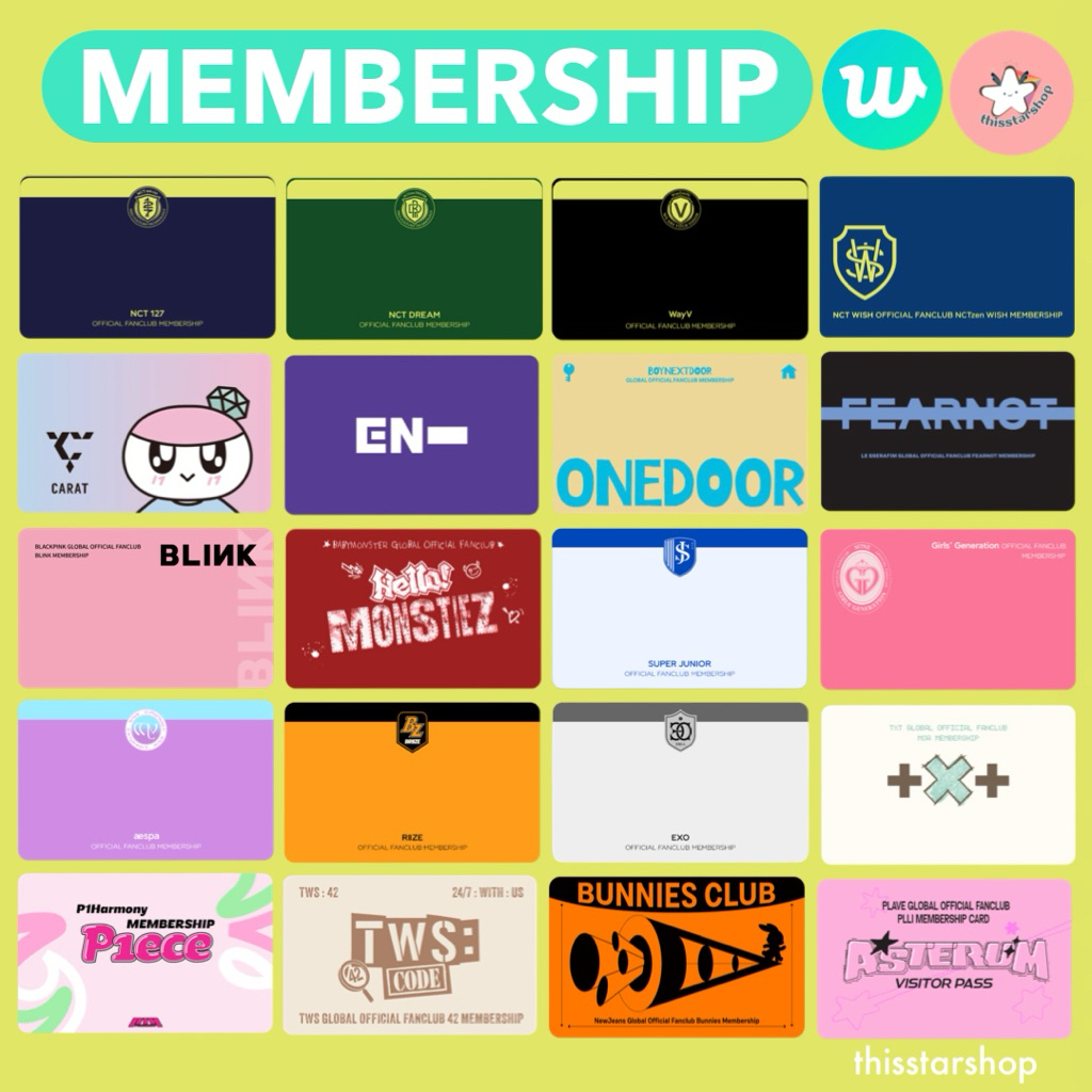 Membership NCT127 DREAM WISH ENHYPEN RIIZE SEVENTEEN TREASURE BTS EXO AESPA BUS บัตรแข็ง รูปภาพ อัลบ