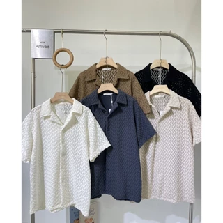 N067 – เสื้อเชิ้ตลายทอ Texture สุดชิค เสื้อเชิ้ตผู้ชายดีไซน์ลายทอ Texture เท่ไม่ซ้ำใคร