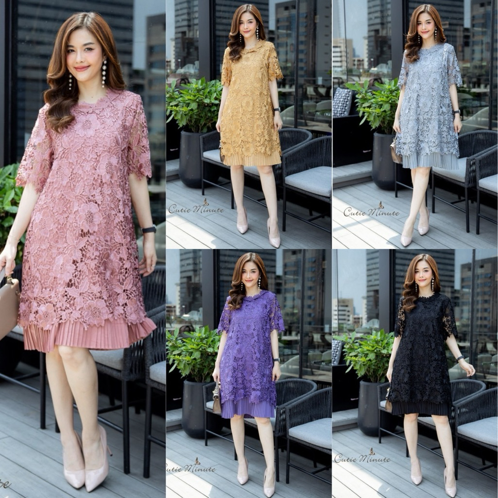 Cutie Minute  LD7923 เดรสลูกไม้เนื้อหนาเกรดพรีเมี่ยม