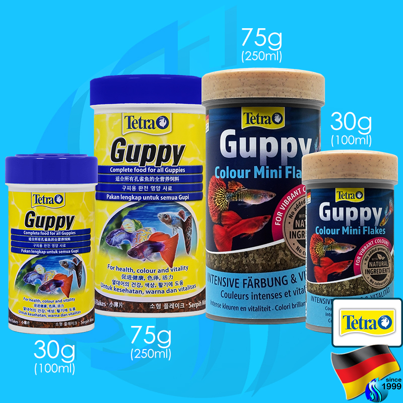 Tetra Guppy Flakes / Colour Mini อาหารปลาแผ่น สำหรับปลาขนาดเล็ก ปลานีออน ปลาหางนกยูง 100ml / 250ml เตตร้า กัปปี้ มินิ