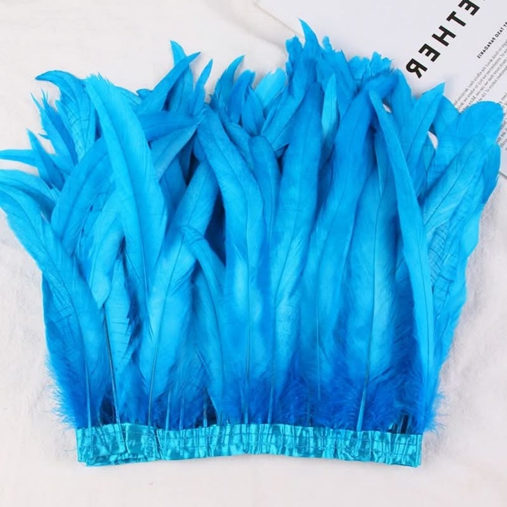 ริบบี้นขนนก ขนไก่โต้ง เย็บริบบิ้นสูง 20-25cm แบ่งขาย 50cmราคา 99 บาท