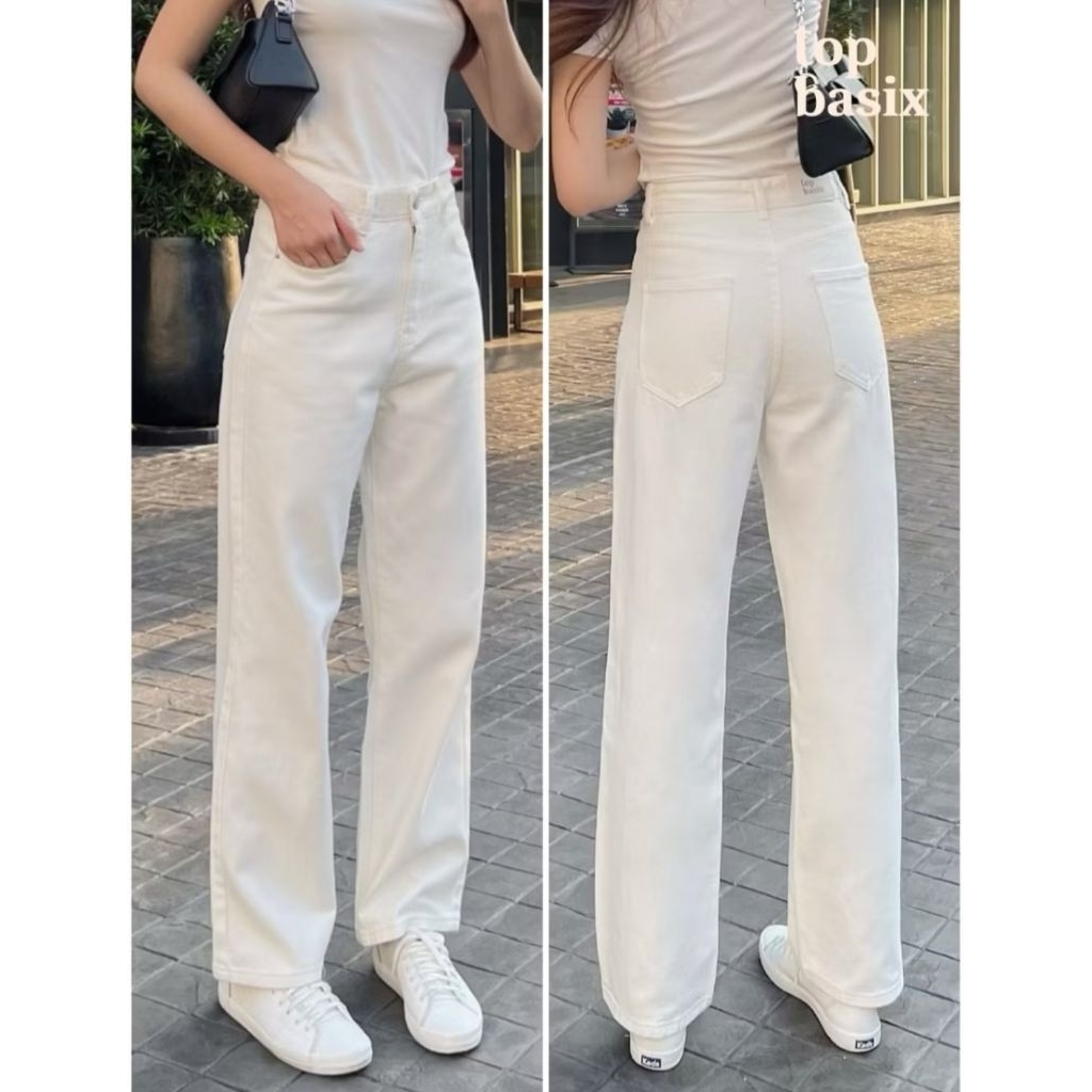 Used ส่งต่อกางเกงยีนส์สีขาว TOPBASIX (ใส่ครั้งเดียวค่ะ)