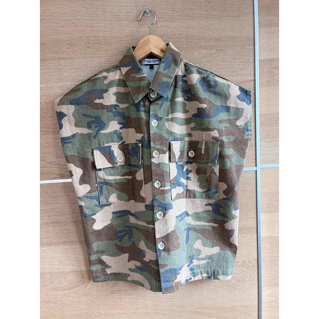 Elegant x cotton เนื้อดี size L ลายทหาร ผ้าหน้า อก42  ยาว 23สวยมาก Code: 5110(8)