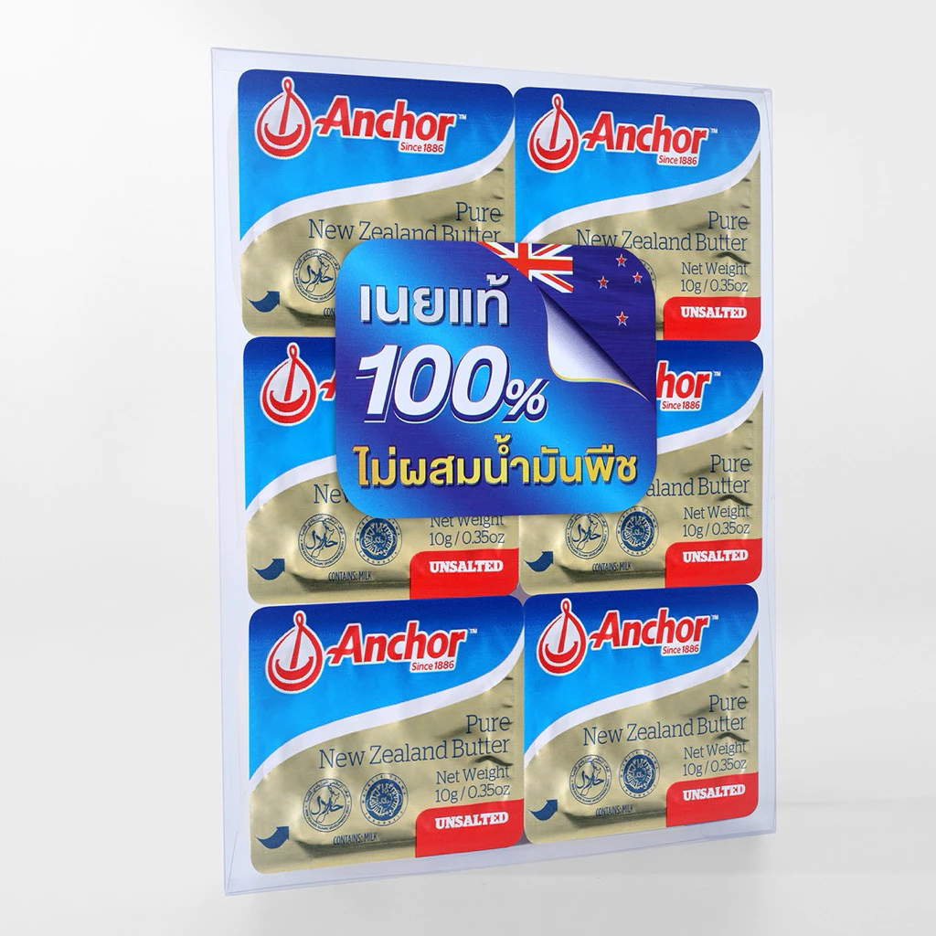 W/T เนยแท้ 6บาร์เล็กกพกพา สูตรไม่เค็ม เนยนิวซีแลนด์ Anchor pure new zealand butter