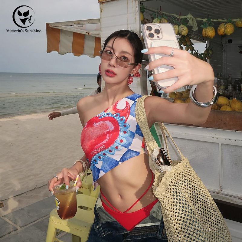 ชุดว่ายน้ำผู้หญิง ชุดว่ายน้ำทูพีช แฟชั่น bikini set เซ็กซี่ มีฟองน้ำ#0982