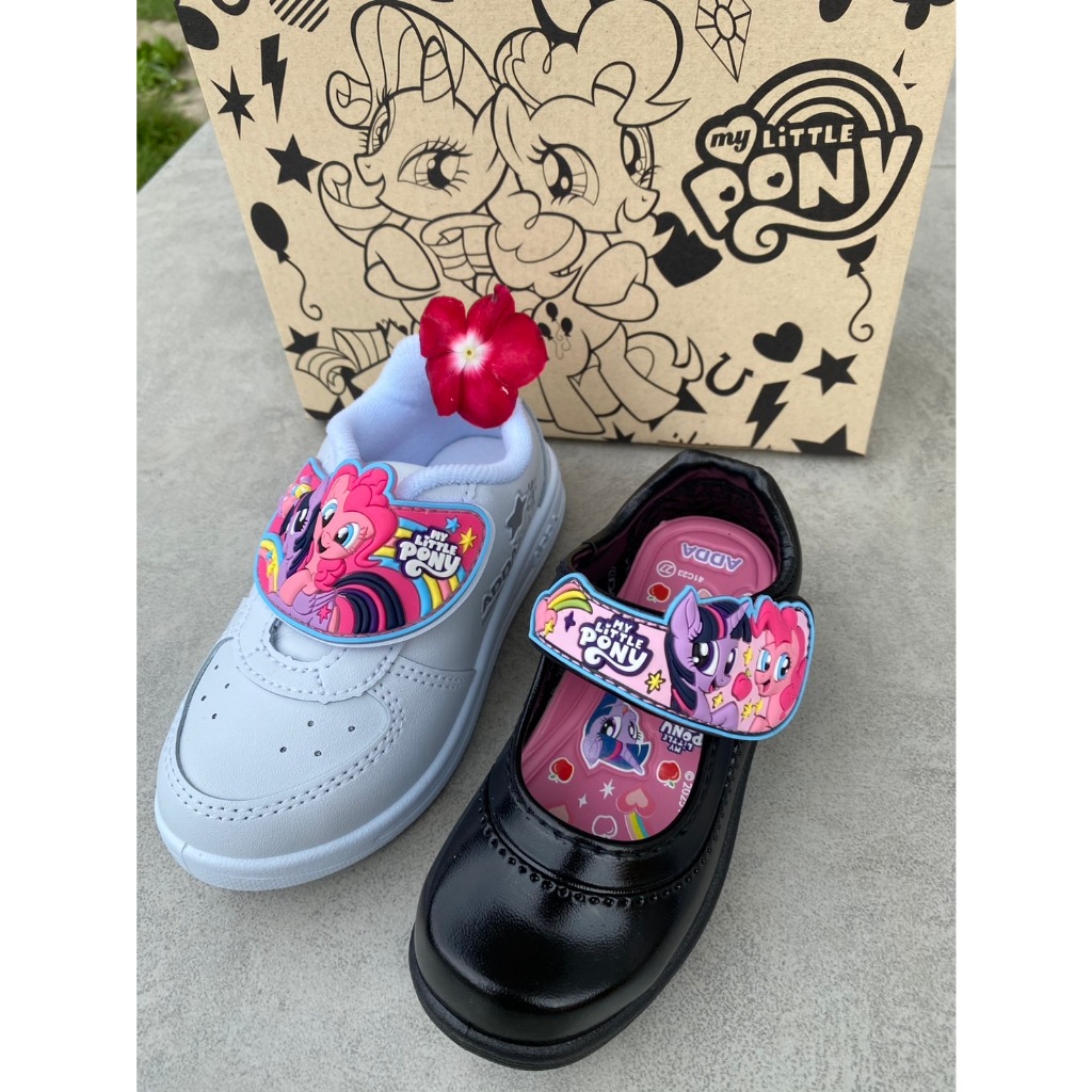 รองเท้านักเรียน ADDA โพนี่ MyLittle Pony รองเท้านักเรียนเด็กอนุบาลหญิง รองเท้าพละหญิง สีดำ/ขาวSIZE:25-33 จัดส่งไว*1-2