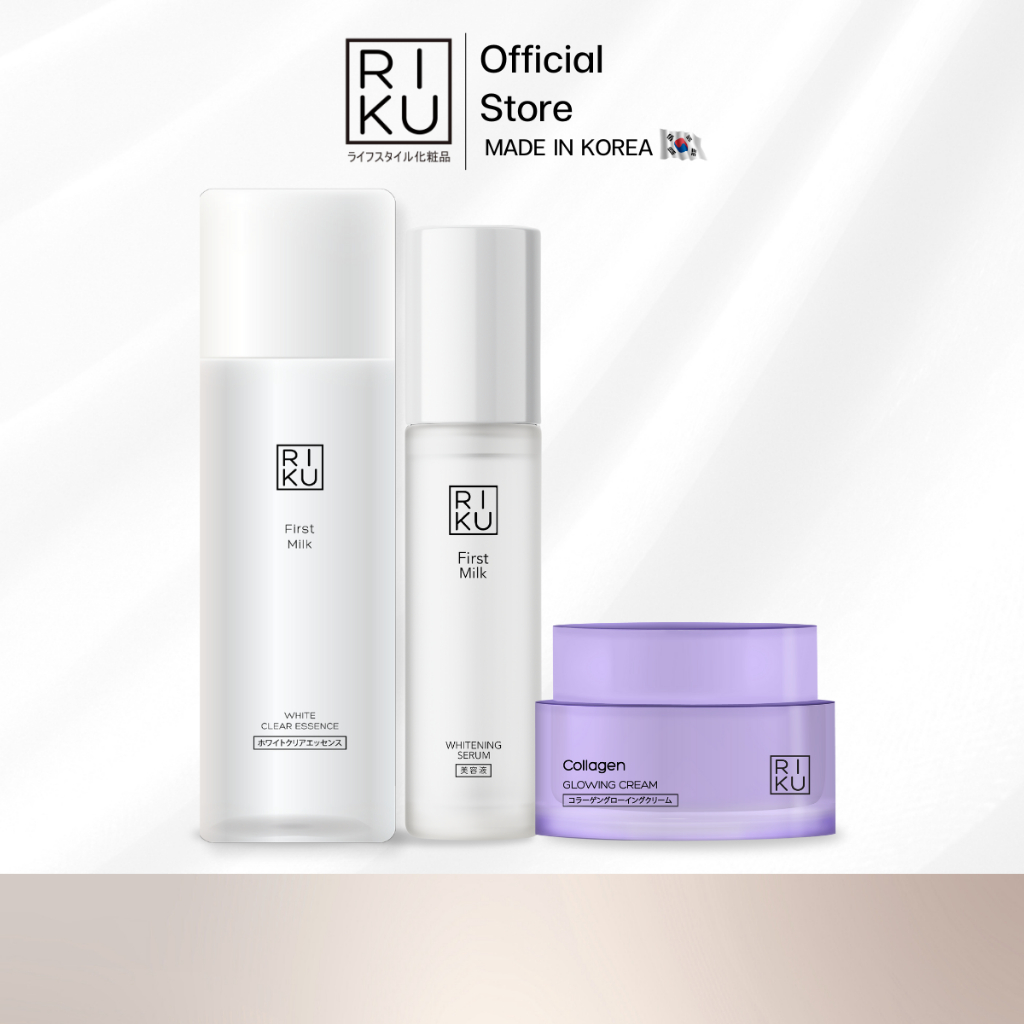 RIKU First Milk น้ำตบ + เซรั่ม + คอลลาเจนครีม คืนความอ่อนเยาว์ให้ผิว ผิวเนียนใส กระชับ ดูชุ่มชื้น