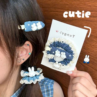 Cute 388 กิ๊บติดผม กิ๊บหนีบผม ยางรัดผมกระต่าย 2 ชิ้น / แพ็ค