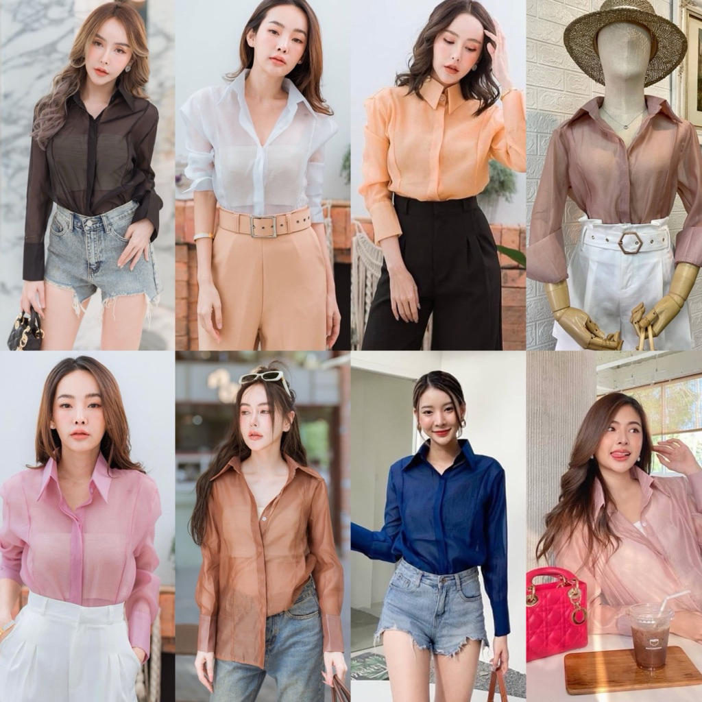 Nora shirt เสื้อเชิ้ตแขนยาว ซีทรู ผ้าแก้ว