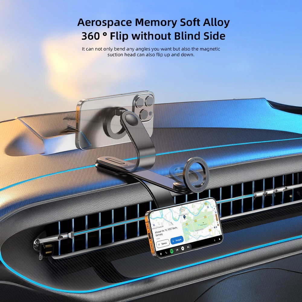 KiiP MCH06 ที่จองโทรศัพท์รถแบบแม่เหล็ก สำหรับแดชบอร์ดรถ สามารถพับได้ - รูปที่ 2